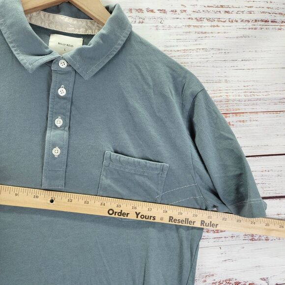 Billy Reid Shirt Men's L Light Blue Short Sleeve Polo Pocket - Picture 3 of 9